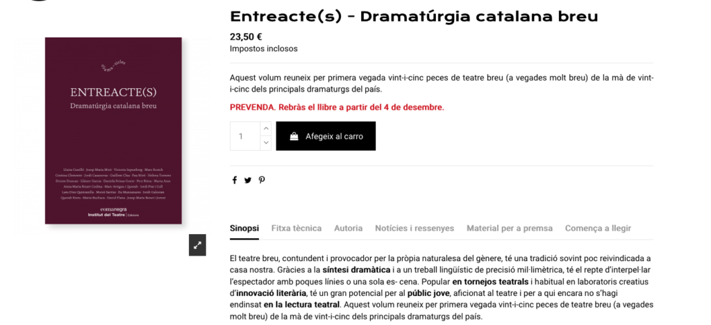 Llibre 'Entreacte(s)' © Comanegra